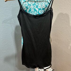 Elegant Black Lace Trim Cami Bodysuit